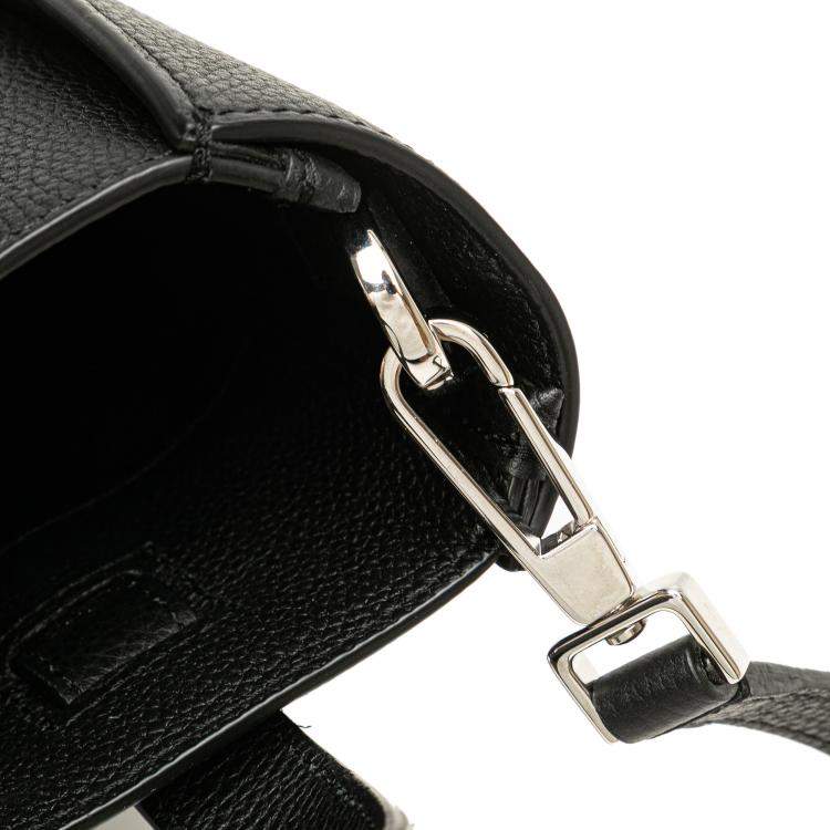 Pre Owned Dior Black Mini Grained Calfskin Saddle Tote