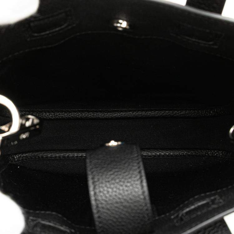 Pre Owned Dior Black Mini Grained Calfskin Saddle Tote