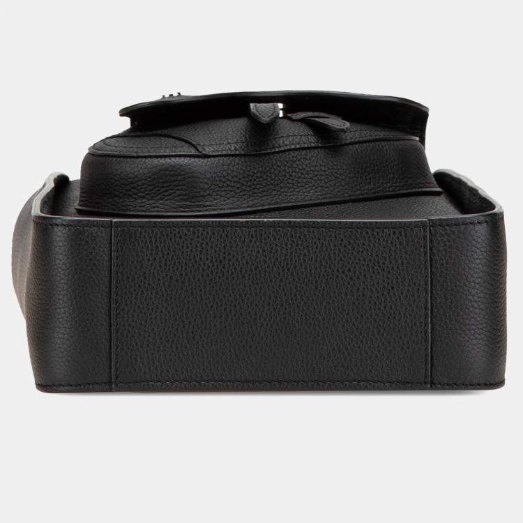 Pre Owned Dior Black Mini Grained Calfskin Saddle Tote
