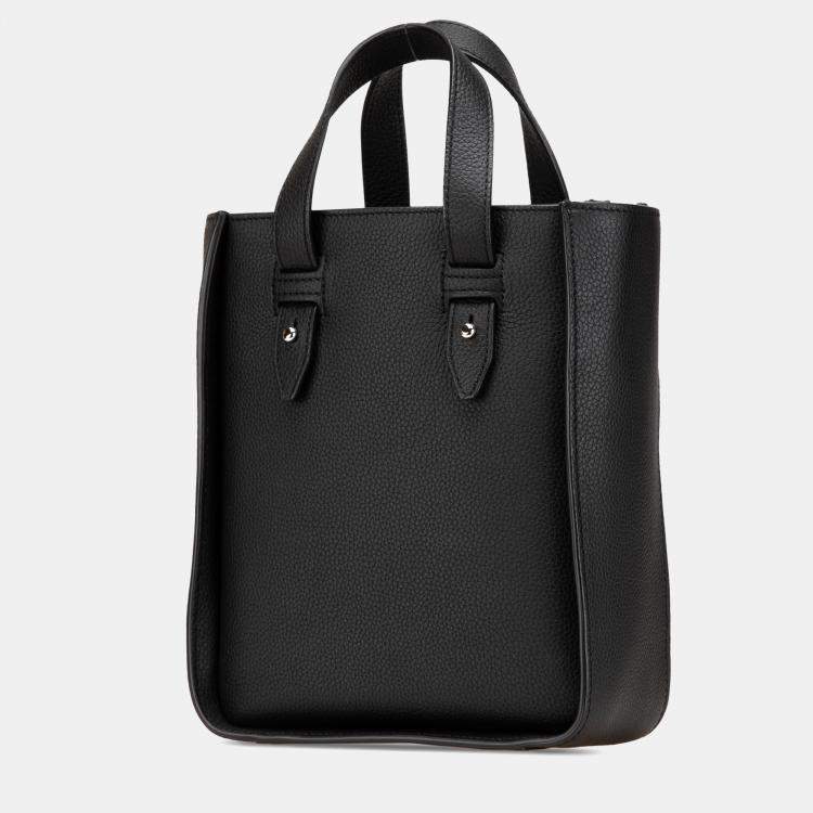 Pre Owned Dior Black Mini Grained Calfskin Saddle Tote
