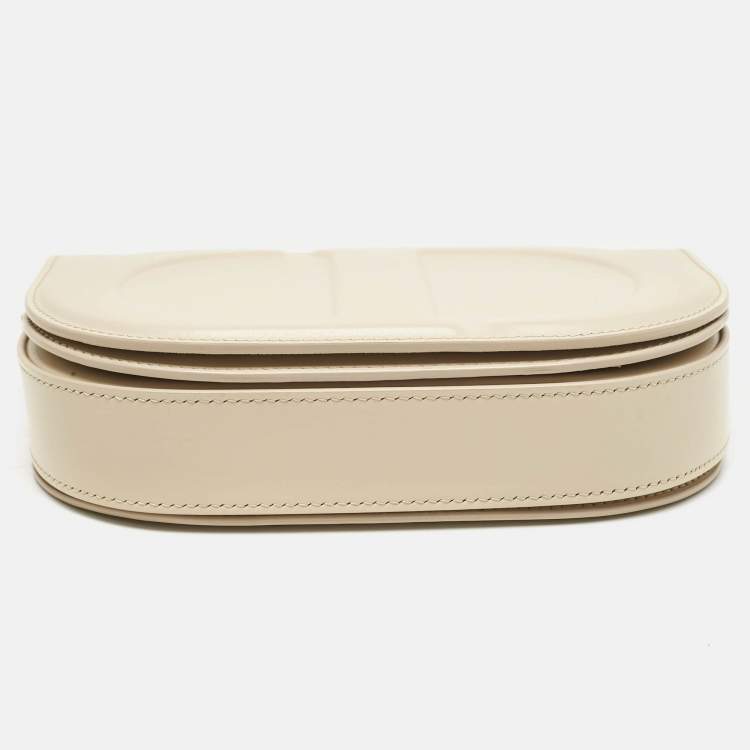 Pre Owned Dior Beige Leather CD Signature Flap Crossbody Bag