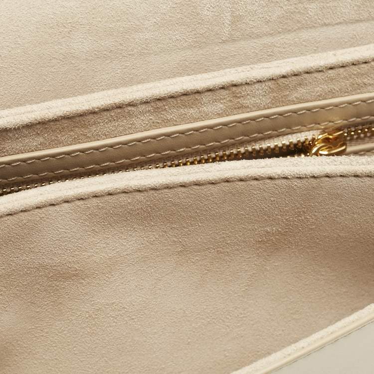 Pre Owned Dior Beige Leather CD Signature Flap Crossbody Bag