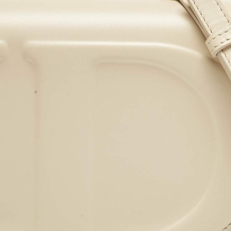 Pre Owned Dior Beige Leather CD Signature Flap Crossbody Bag