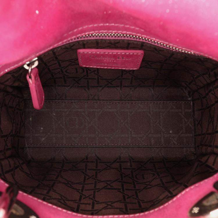 Pre Owned Dior Pink Mini Iridescent Lambskin Cannage Lady Dior