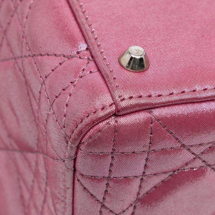 Pre Owned Dior Pink Mini Iridescent Lambskin Cannage Lady Dior