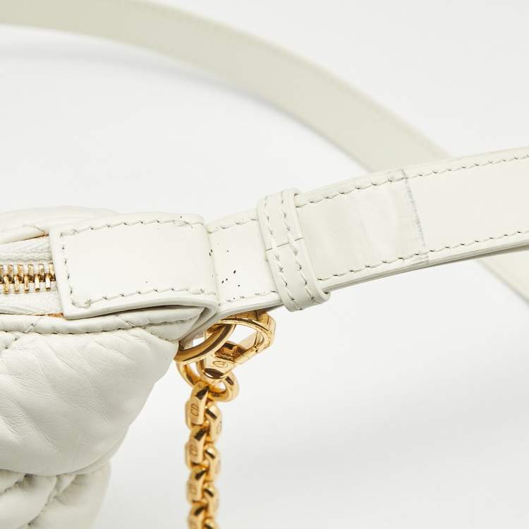 Pre Owned Dior Cream Macrocannage Leather Medium Nomad Shoulder Bag