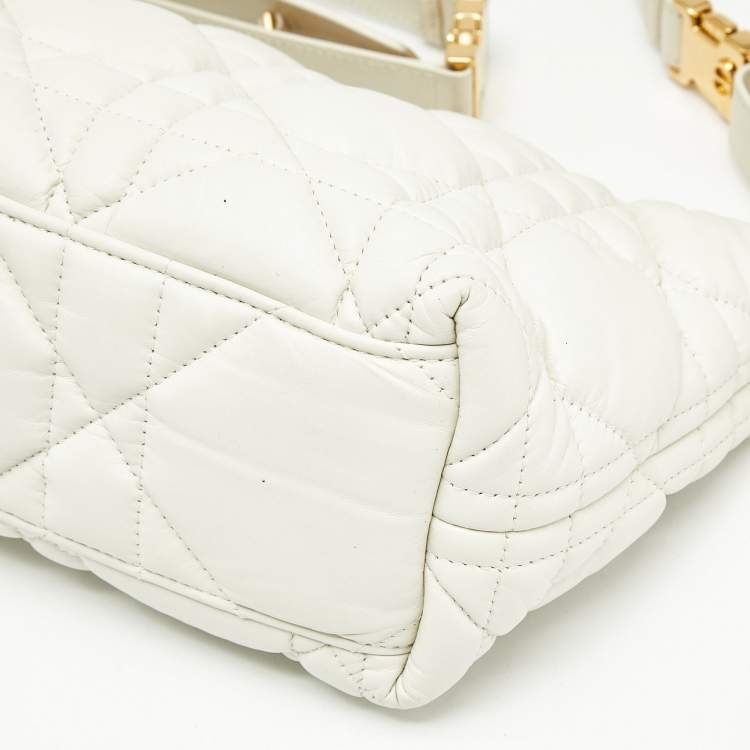 Pre Owned Dior Cream Macrocannage Leather Medium Nomad Shoulder Bag