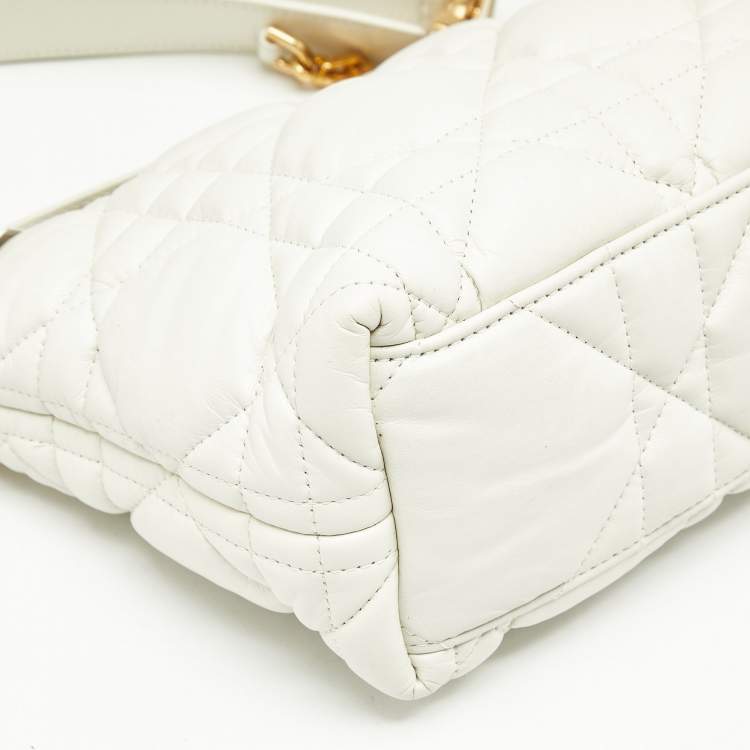 Pre Owned Dior Cream Macrocannage Leather Medium Nomad Shoulder Bag