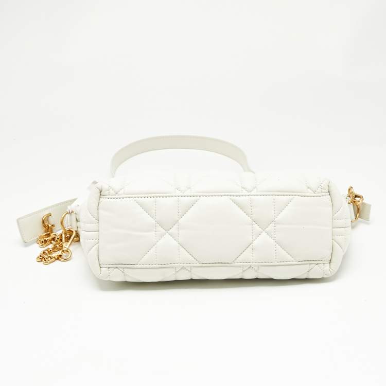Pre Owned Dior Cream Macrocannage Leather Medium Nomad Shoulder Bag