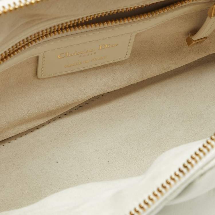 Pre Owned Dior Cream Macrocannage Leather Medium Nomad Shoulder Bag