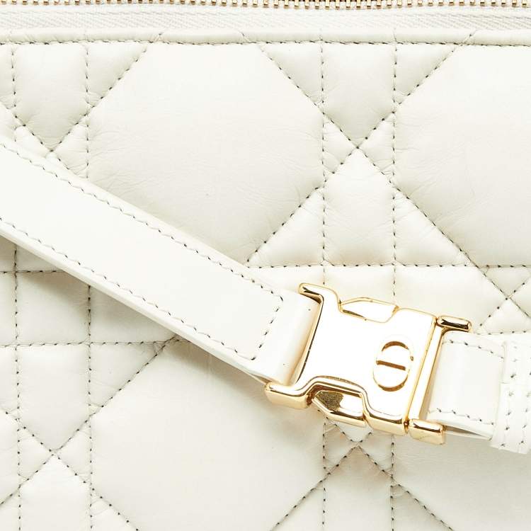 Pre Owned Dior Cream Macrocannage Leather Medium Nomad Shoulder Bag