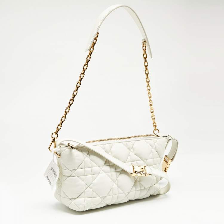 Pre Owned Dior Cream Macrocannage Leather Medium Nomad Shoulder Bag