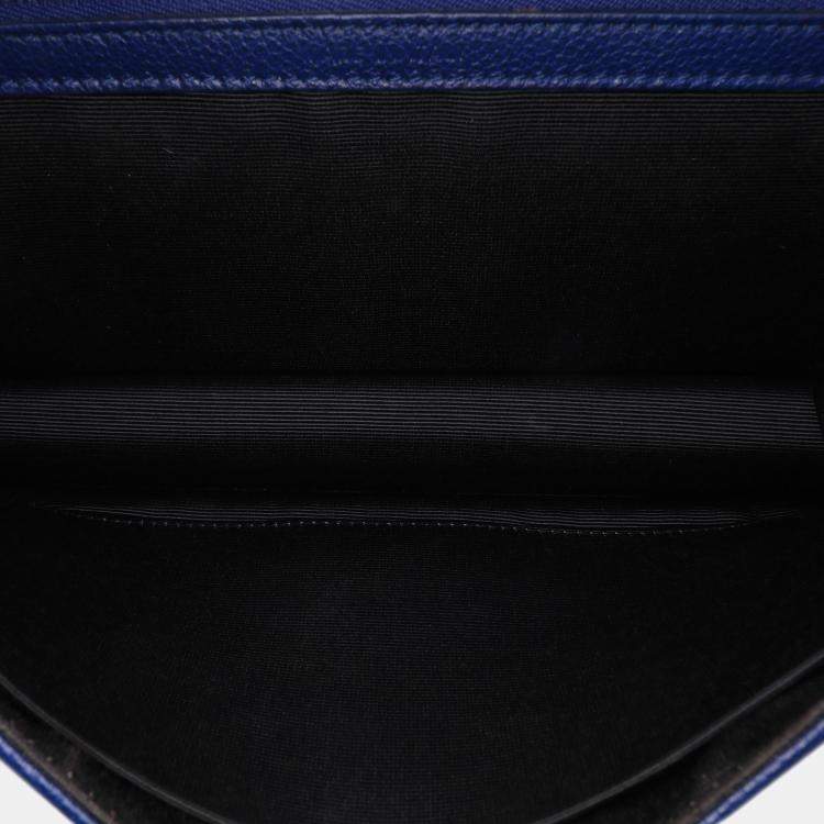 Pre Owned Dior Blue Medium Grained Calfskin Diorama Flap