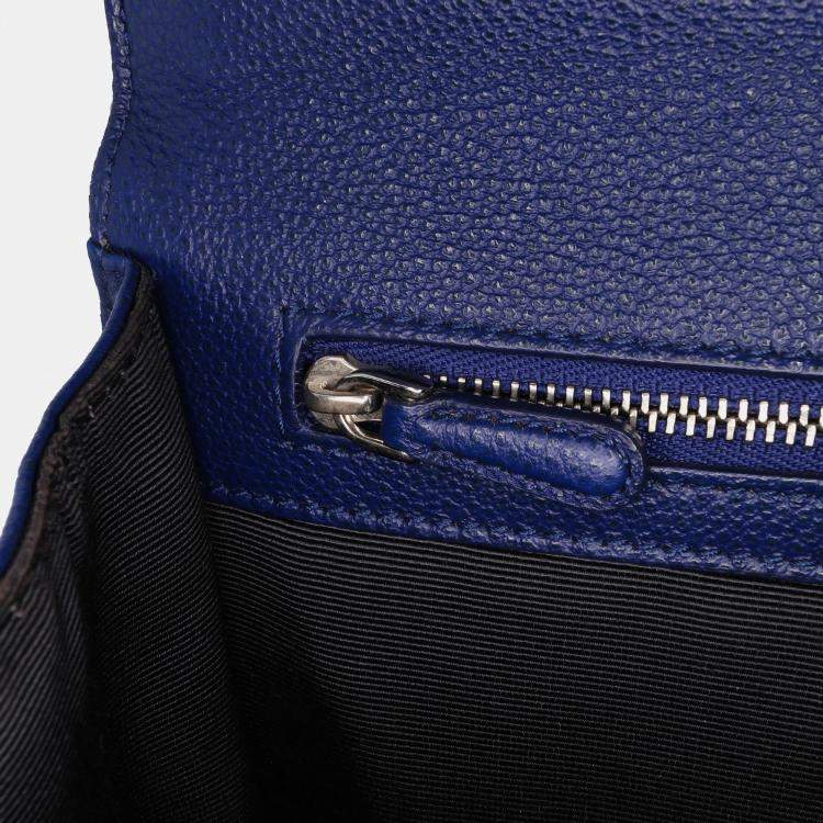 Pre Owned Dior Blue Medium Grained Calfskin Diorama Flap