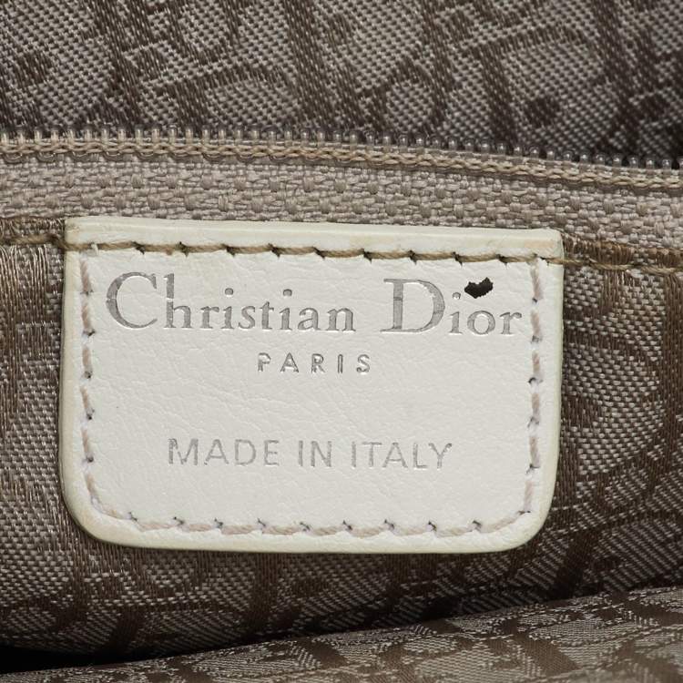 Pre Owned Dior White Crackle Leather Jeanne Hobo
