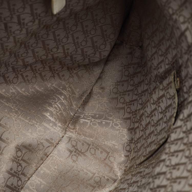 Pre Owned Dior White Crackle Leather Jeanne Hobo