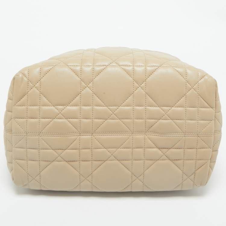 Pre Owned Dior Beige/Black Cannage Leather Medium Dior Toujours Tote