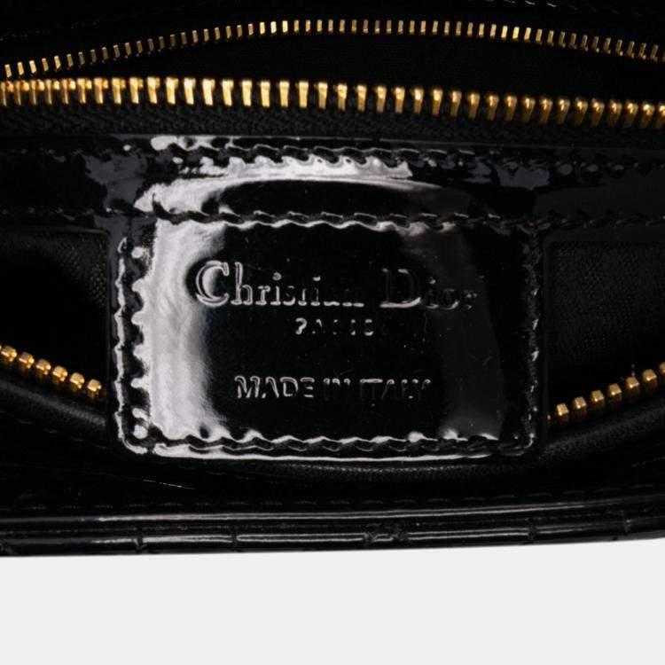 Pre Owned Dior Black Large Patent Cannage Lady Dior