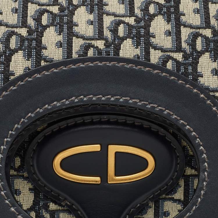 Pre Owned Dior Navy Blue Oblique Canvas Fold Over Clutch