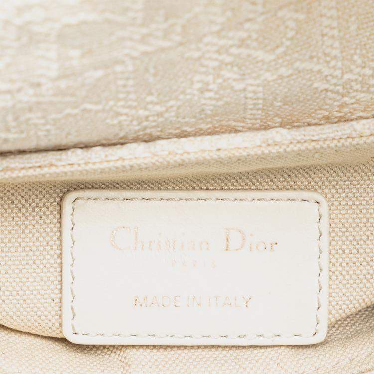 Pre Owned Dior White Mini Oblique Canvas Saddle Bag