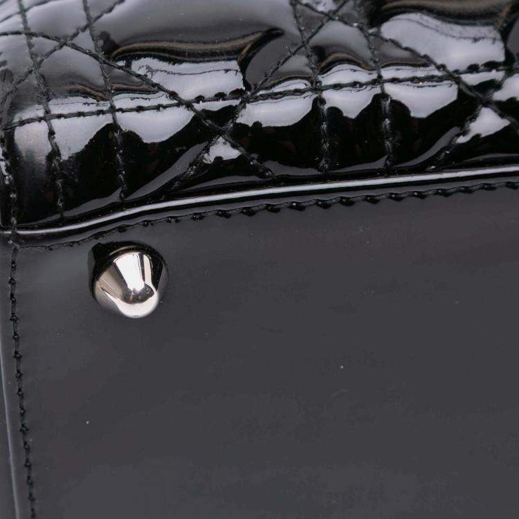 Pre Owned Dior Black Large Patent Cannage Lady Dior