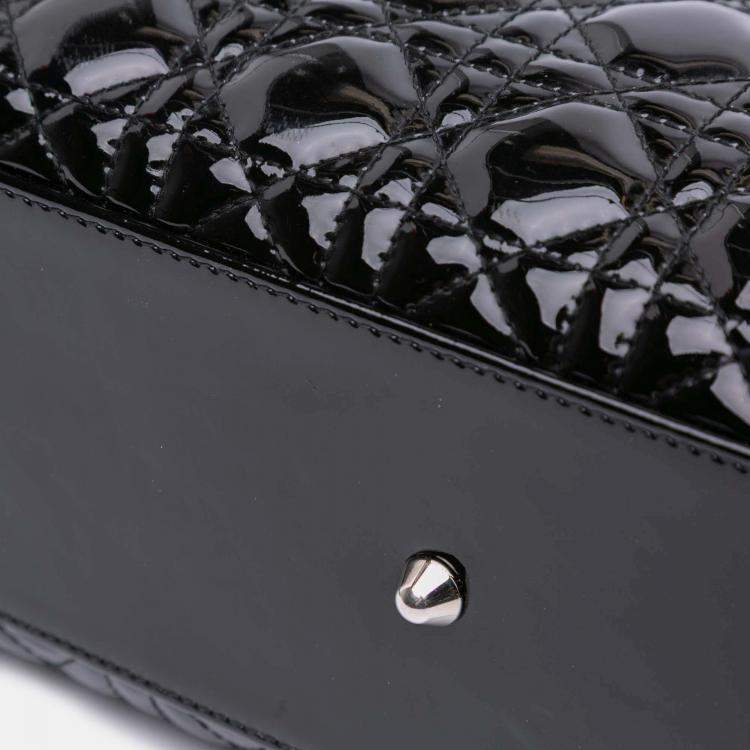 Pre Owned Dior Black Large Patent Cannage Lady Dior