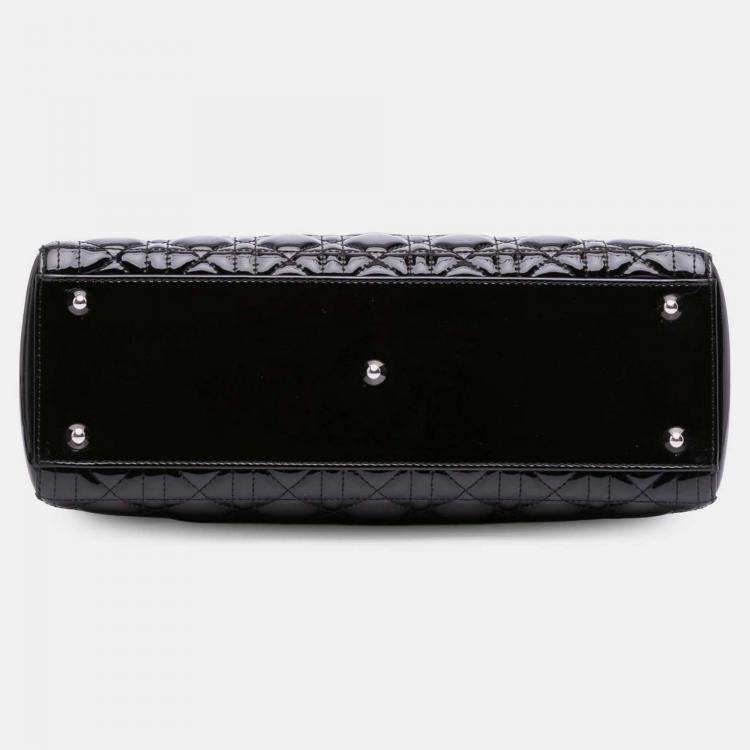 Pre Owned Dior Black Large Patent Cannage Lady Dior
