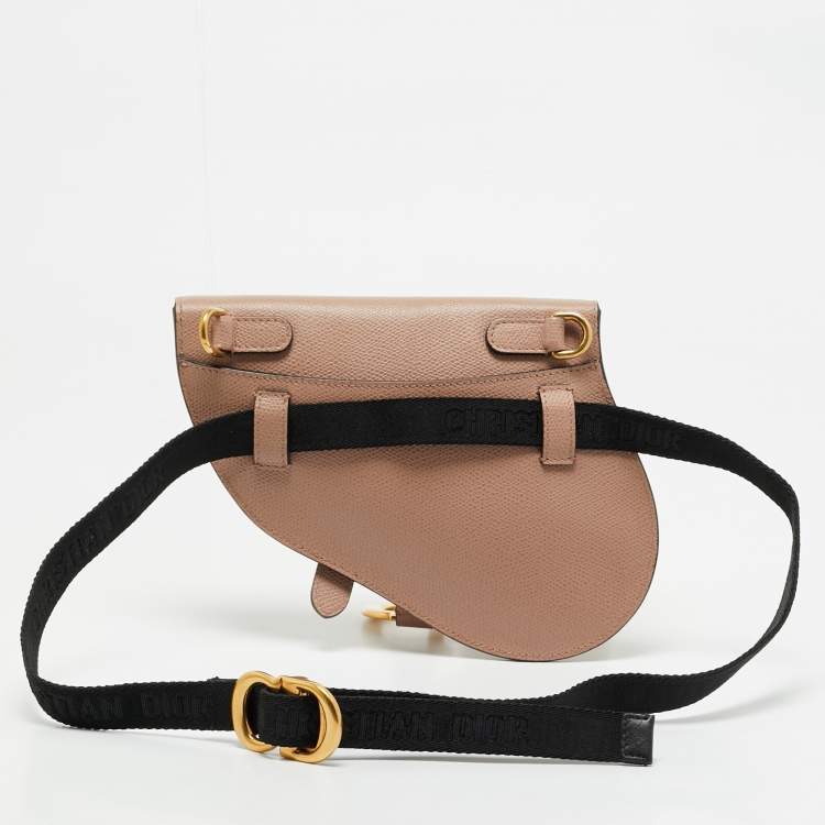 Pre Owned Dior Beige Leather Saddle Convertible Belt Bag