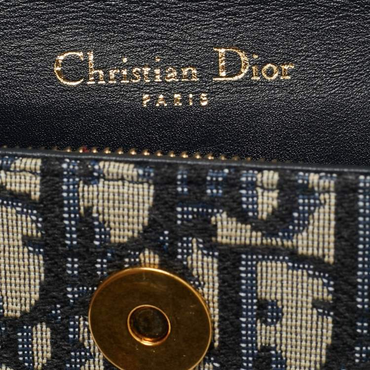 Pre Owned Dior Navy Blue Oblique Canvas and Leather Saddle Pouch Belt Bag
