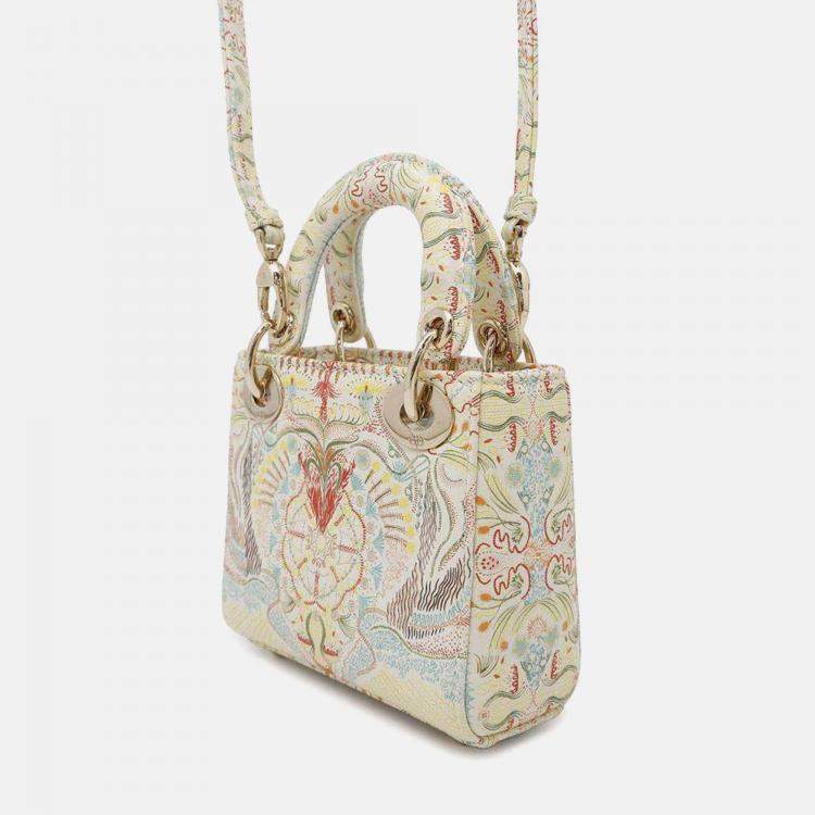 Pre Owned Dior Lady Dior Micro Multicolor Leather Top Handle Bag