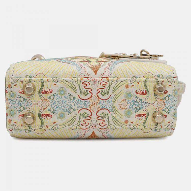 Pre Owned Dior Lady Dior Micro Multicolor Leather Top Handle Bag