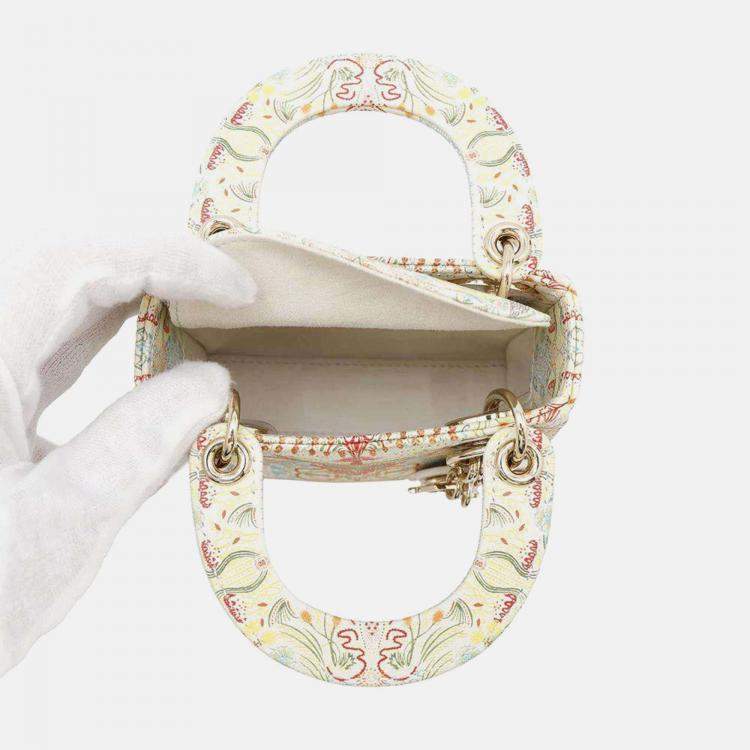 Pre Owned Dior Lady Dior Micro Multicolor Leather Top Handle Bag