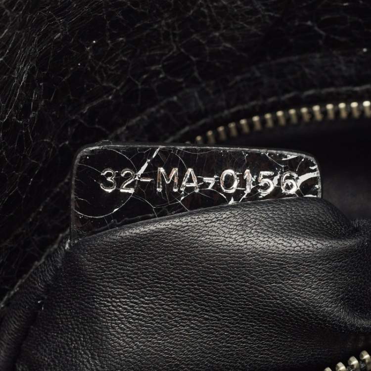 Pre Owned Dior Black Crackled Leather Mini Jeweled Swan Lady Dior Tote