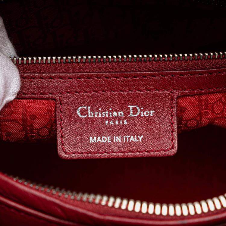 Pre Owned Dior Red Large Lambskin Cannage Lady Dior