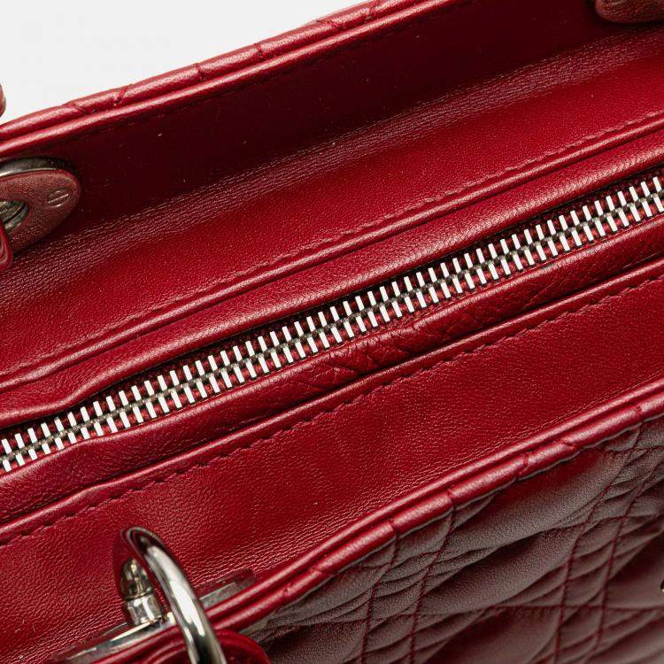 Pre Owned Dior Red Large Lambskin Cannage Lady Dior