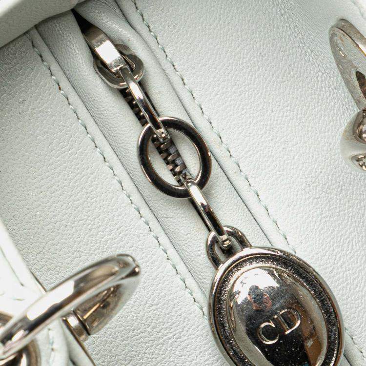 Pre Owned Dior White Medium Calfskin Embroidered Flower Lady Dior