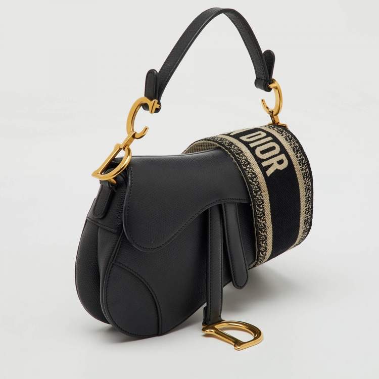 Pre Owned Dior Black Leather Mini Saddle Bag
