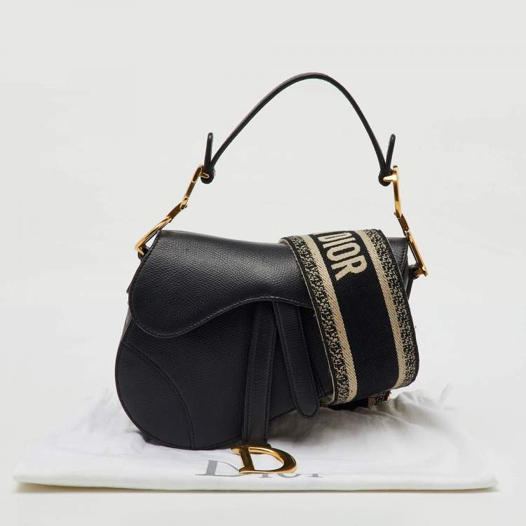 Pre Owned Dior Black Leather Mini Saddle Bag
