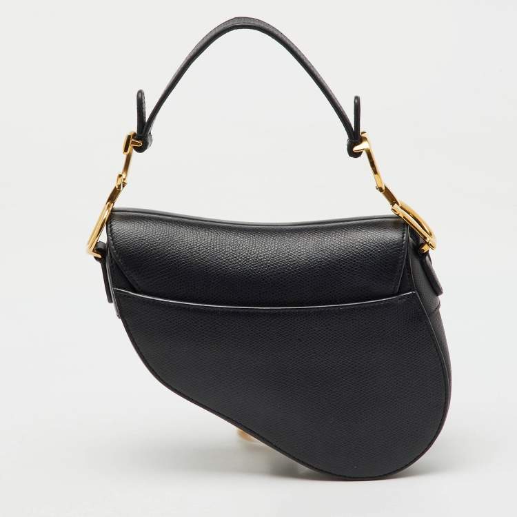 Pre Owned Dior Black Leather Mini Saddle Bag