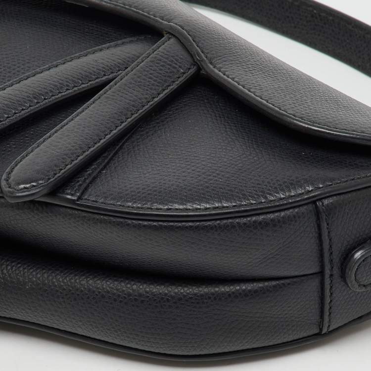 Pre Owned Dior Black Leather Mini Saddle Bag
