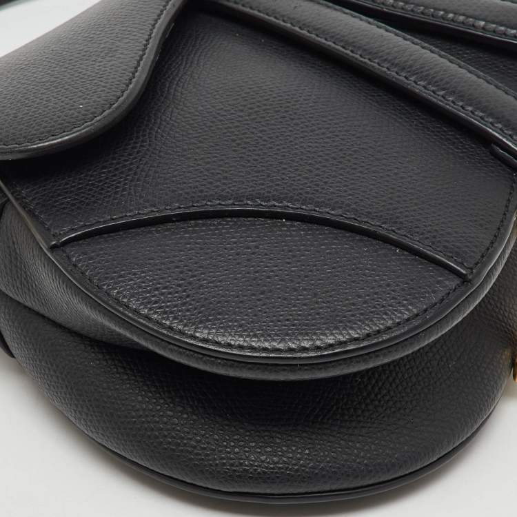 Pre Owned Dior Black Leather Mini Saddle Bag