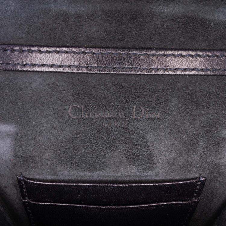 Pre Owned Dior Grey Studded Denim Vertical Diorama Crossbody