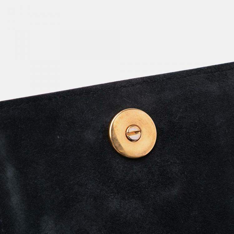 Pre Owned Dior Grey Studded Denim Vertical Diorama Crossbody