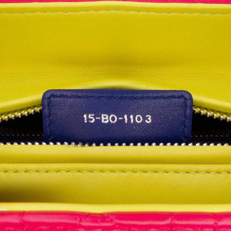 Pre Owned Dior Medium Cannage Lady Dior Pink Tricolor Lambskin Bag