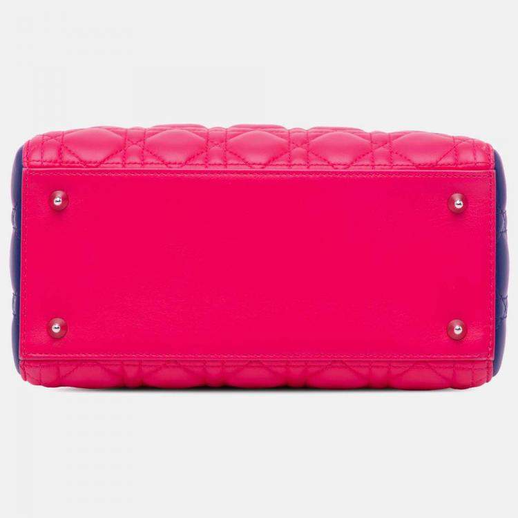 Pre Owned Dior Medium Cannage Lady Dior Pink Tricolor Lambskin Bag