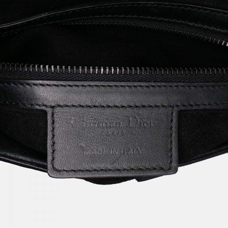 Pre Owned Dior Black Oblique Embossed Calfskin Saddle Bag