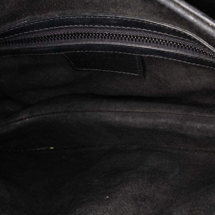 Pre Owned Dior Black Oblique Embossed Calfskin Saddle Bag