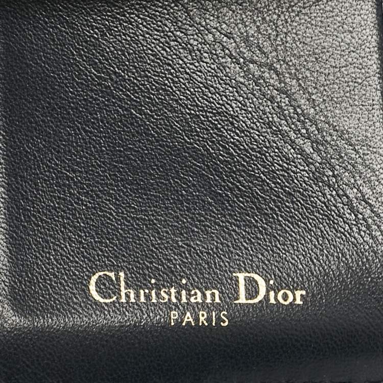 Pre Owned Dior Navy Blue Oblique Canvas Saddle Lotus Wallet
