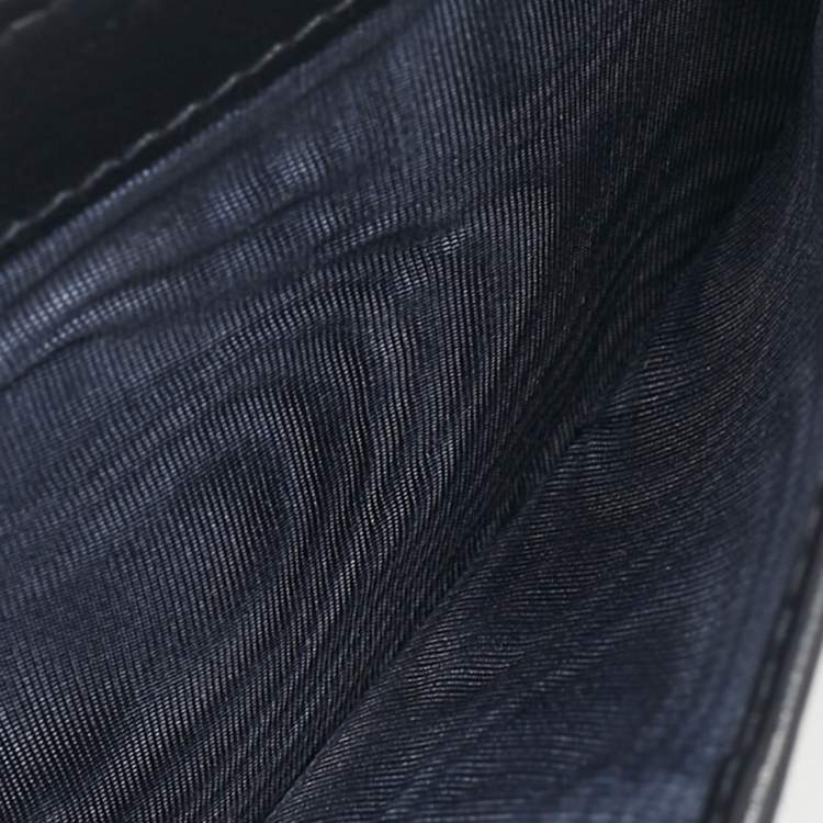 Pre Owned Dior Navy Blue Oblique Canvas Saddle Lotus Wallet