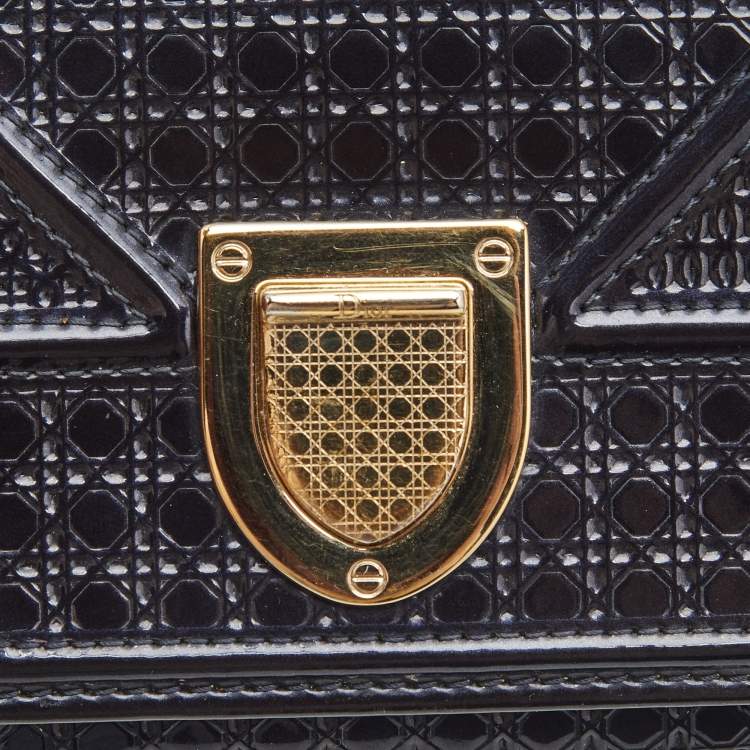 Pre Owned Dior Blue Patent Leather Diorama Trifold Compact Wallet